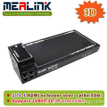 60m 1080P 1X4 HDMI Extender Over Single Cat5e/6 Cable